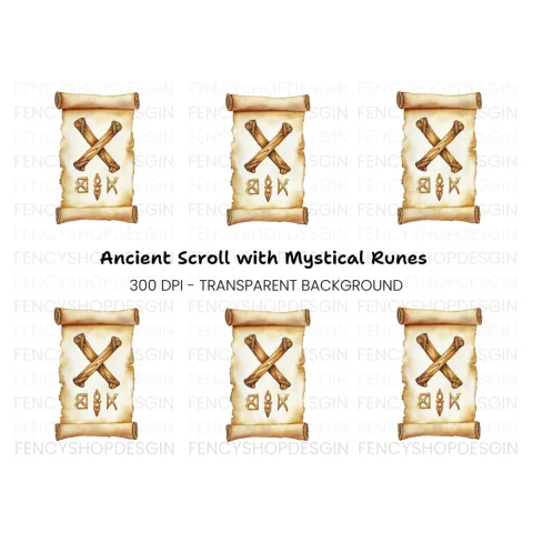 Ancient Runic Scroll Clipart Bundle