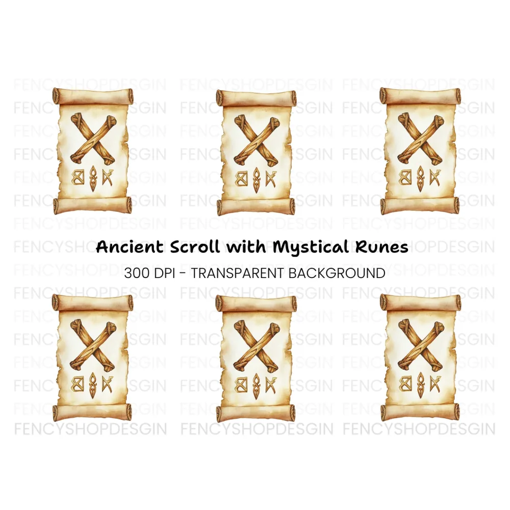 Ancient Runic Scroll Clipart Bundle