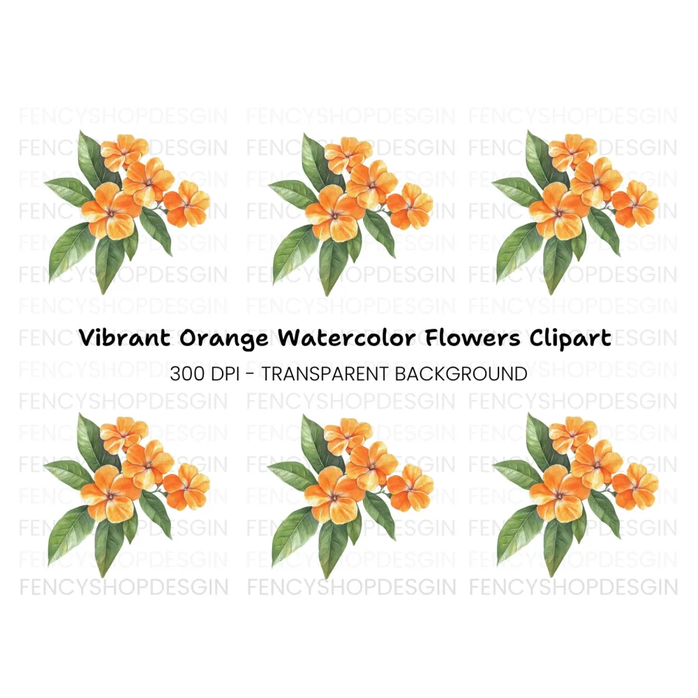 Orange Flower Clipart Bundle