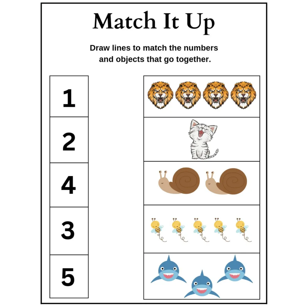 Match Numbers with Objects Worksheets