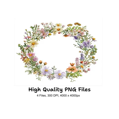 Wildflower Wreaths Clipart Bundle