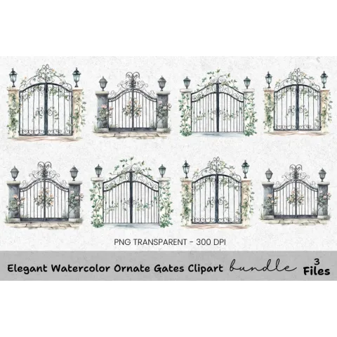 Elegant Ornate Gates Clipart Bundle
