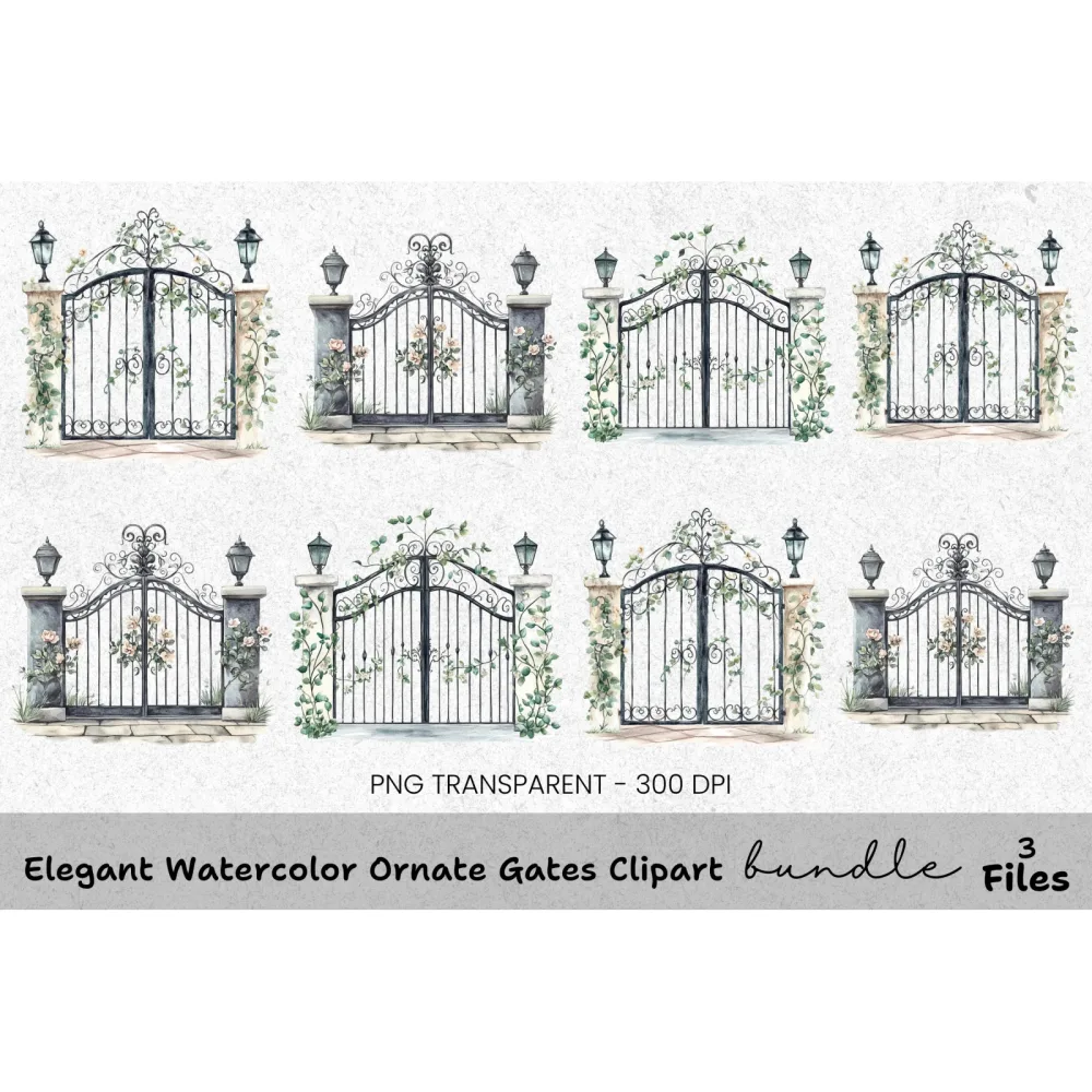 Elegant Ornate Gates Clipart Bundle