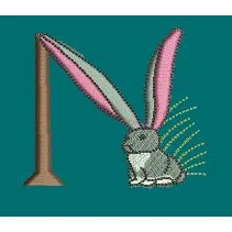 Rabbit Purple Ear Embroidery Design