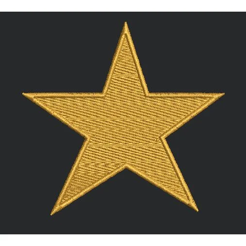 Golden Five Pointed Emblem Embroidery Design