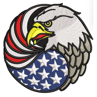 Eagle Flag Logo Embroidery Design