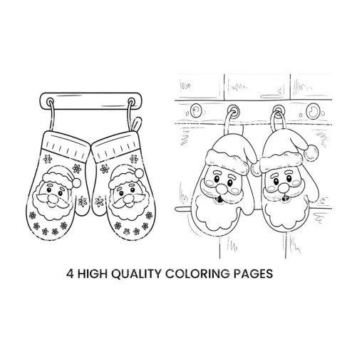 Santa Mittens Christmas Coloring Books