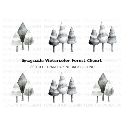 Winter Trees Clipart Bundle
