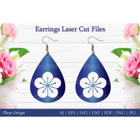 Laser Cut Flower Earrings SVG Bundle