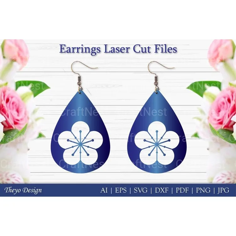 Laser Cut Flower Earrings SVG Bundle