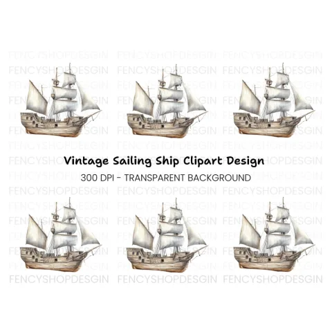 Vintage Sailing Ship Clipart Bundle