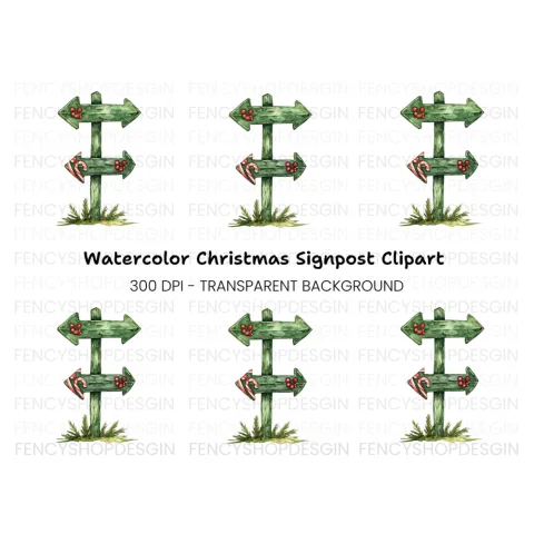 Christmas Direction Sign Clipart Bundle