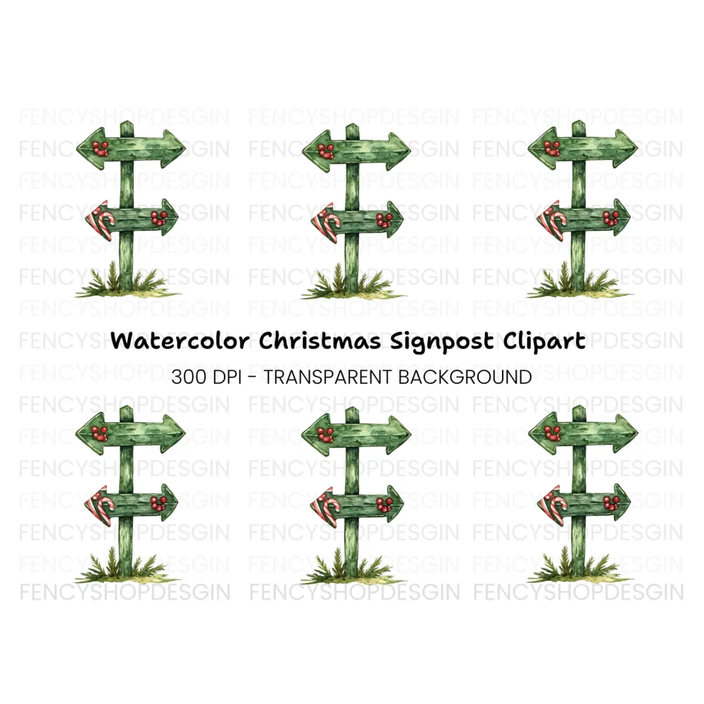Christmas Direction Sign Clipart Bundle