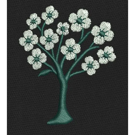 White Flowers Tree Embroidery Design