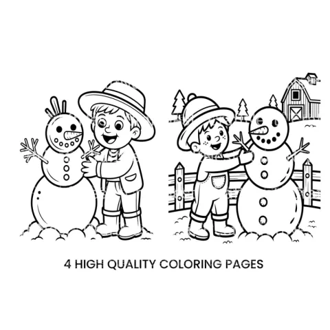 Snowman Building Winter Coloring Books