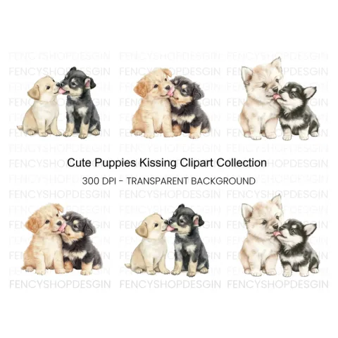 Playful Puppy Kisses Clipart Bundle