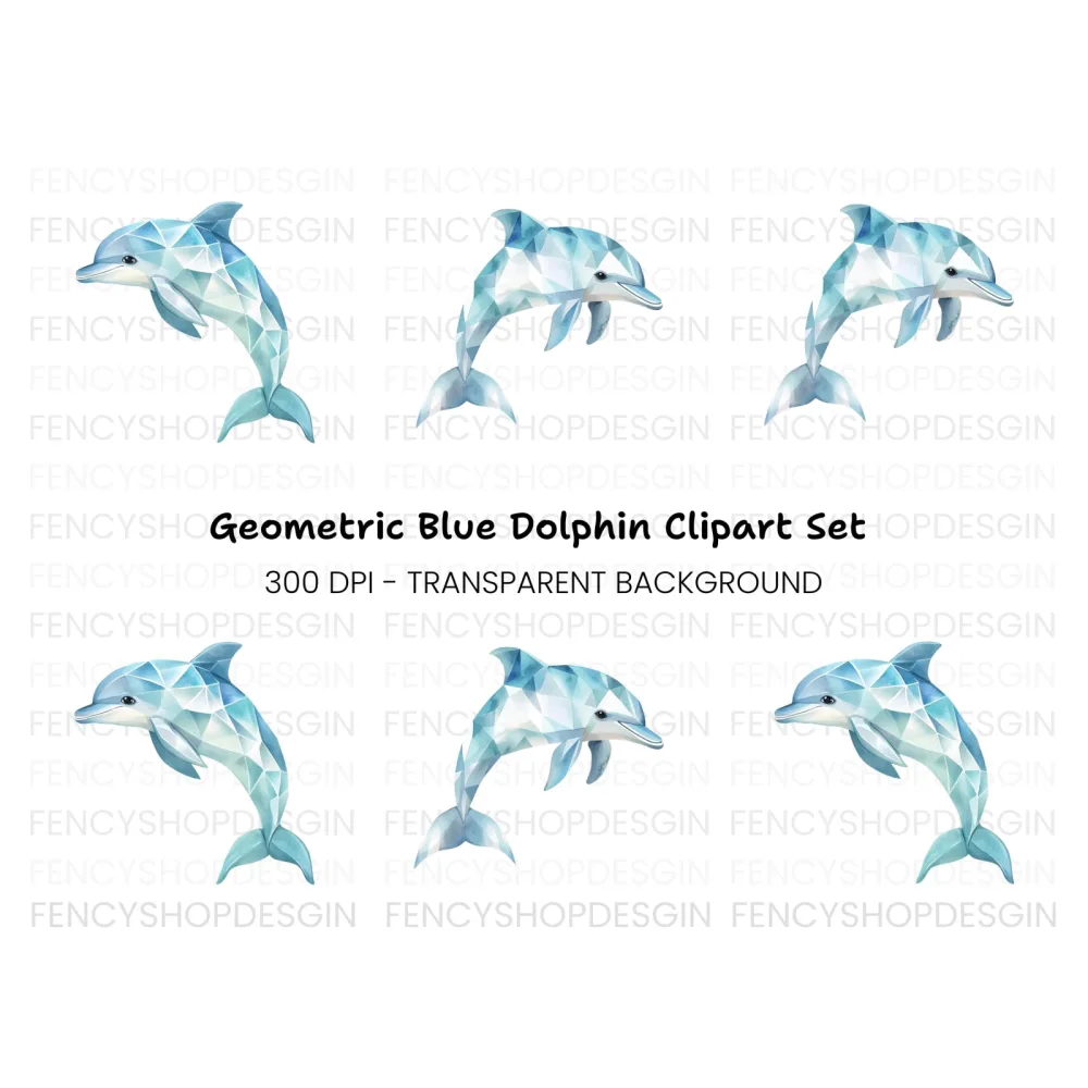 Geometric Dolphin Clipart Bundle