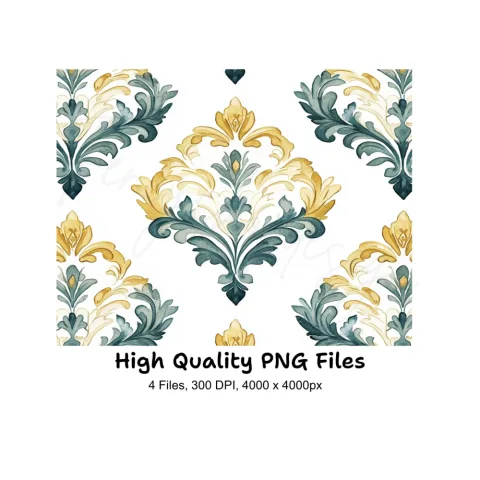 Elegant Damask Pattern Clipart Bundle