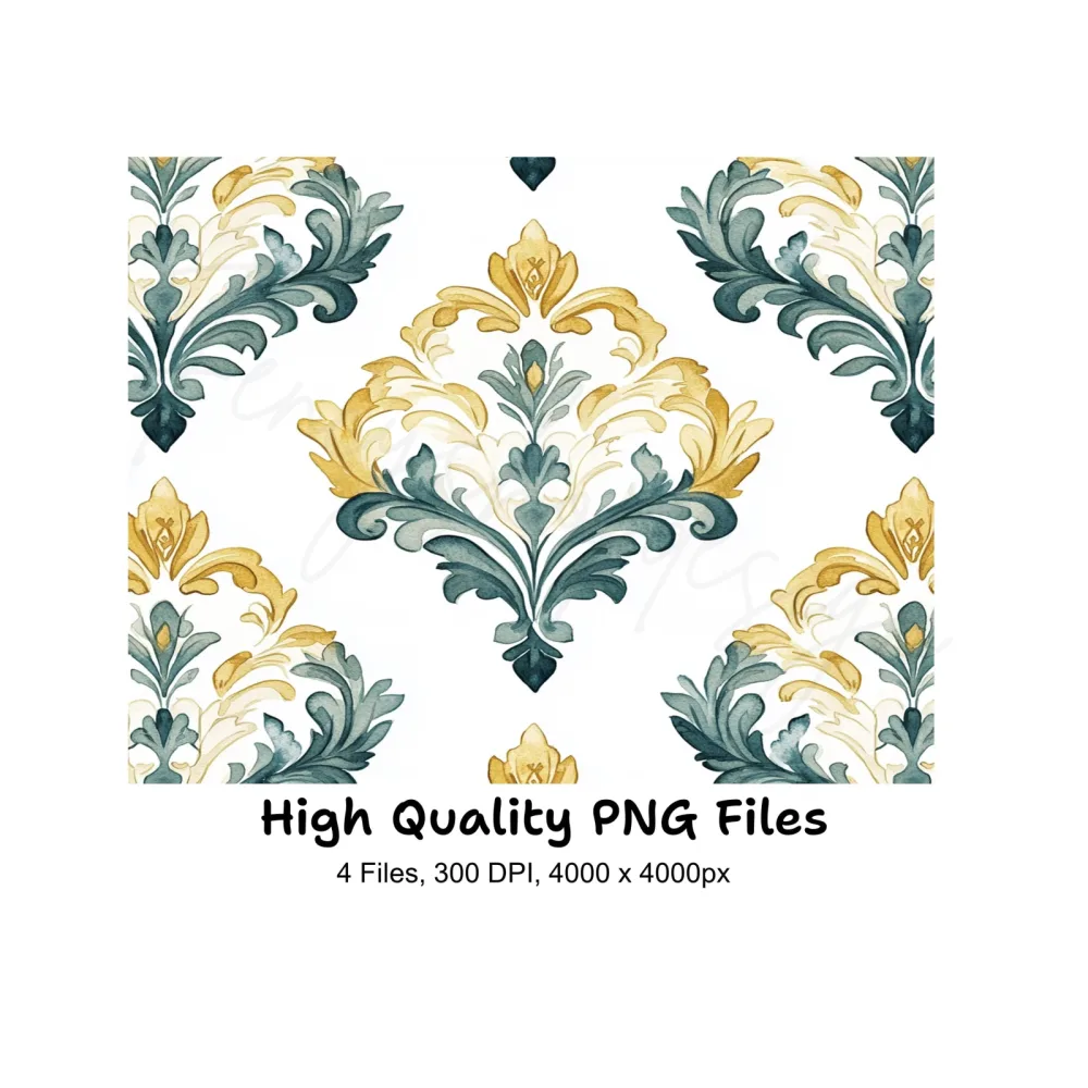 Elegant Damask Pattern Clipart Bundle