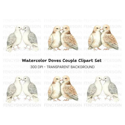 Cute Dove Couples Clipart Bundle
