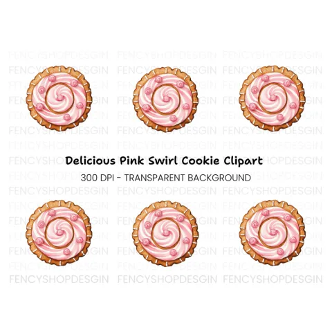 Sweet Pink Swirl Cookie Clipart Bundle