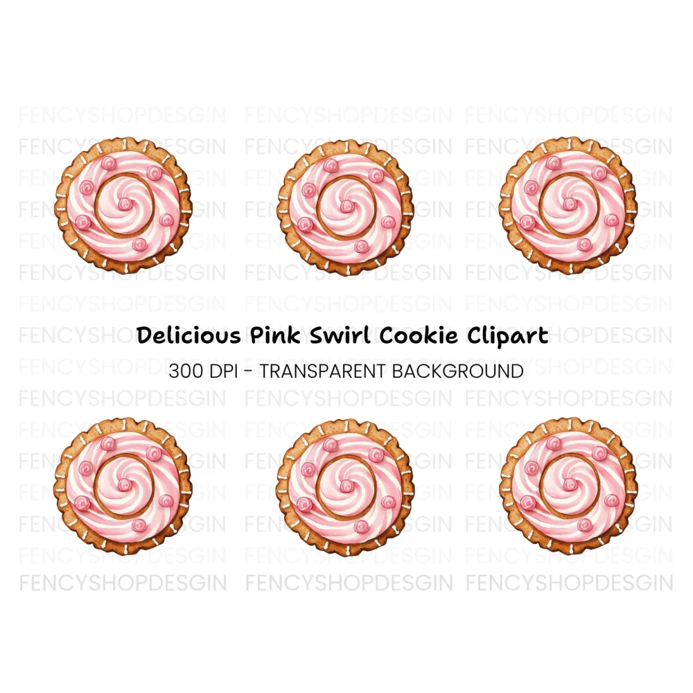 Sweet Pink Swirl Cookie Clipart Bundle
