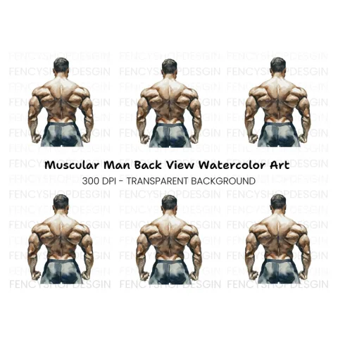 Bodybuilder Back Pose Clipart Bundle