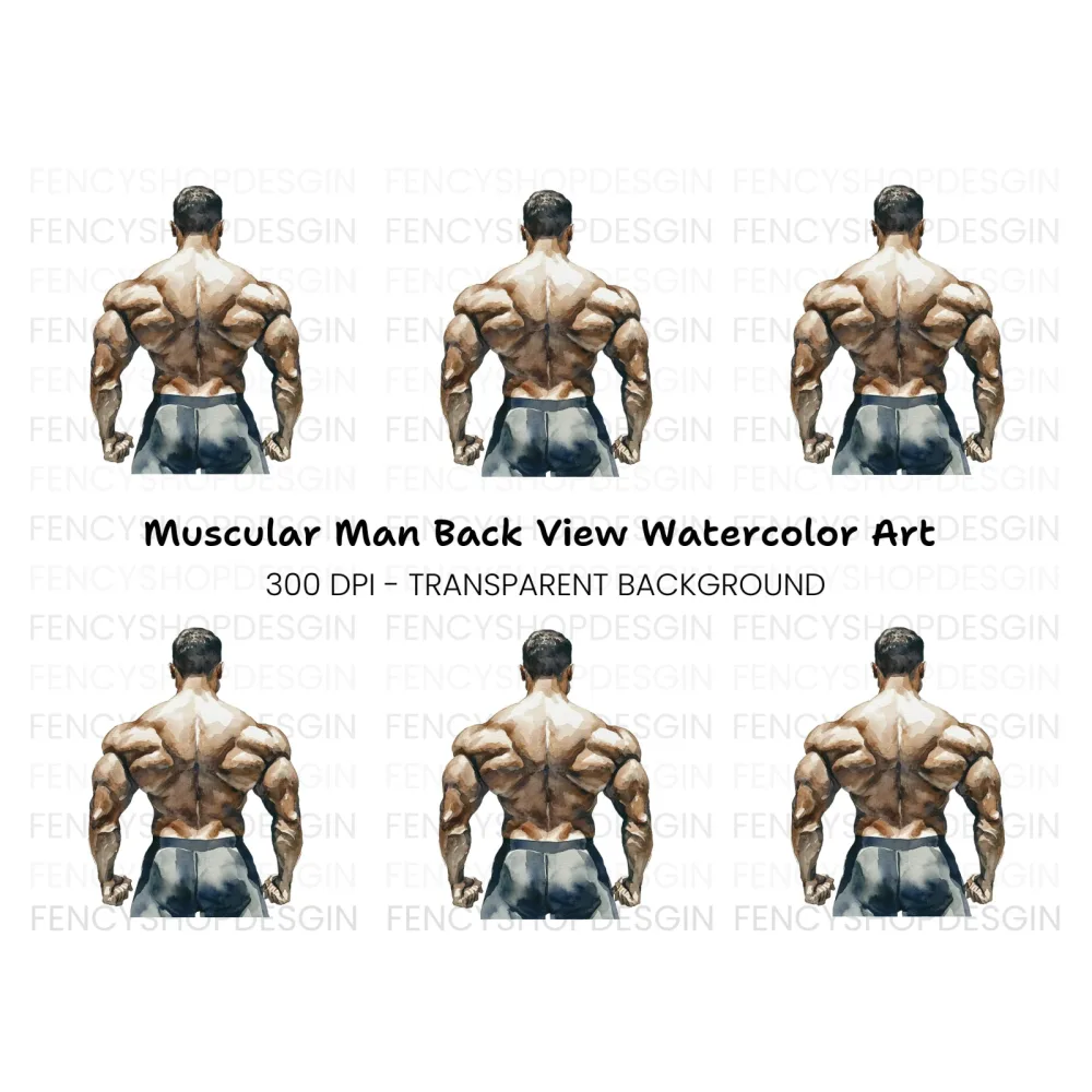 Bodybuilder Back Pose Clipart Bundle