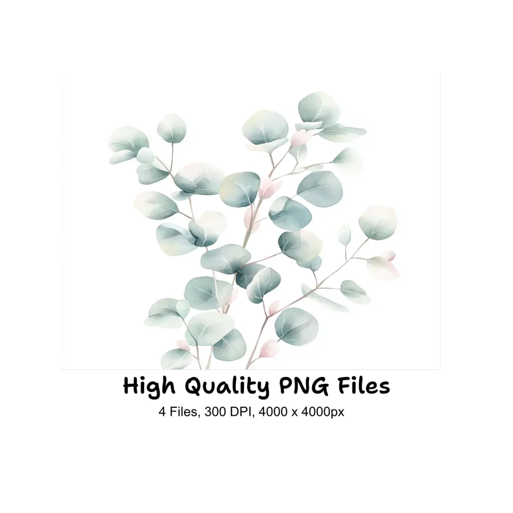 Soft Eucalyptus Leaves Clipart Bundle