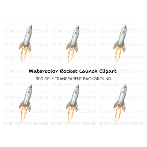 Rocket Launch Clipart Bundle