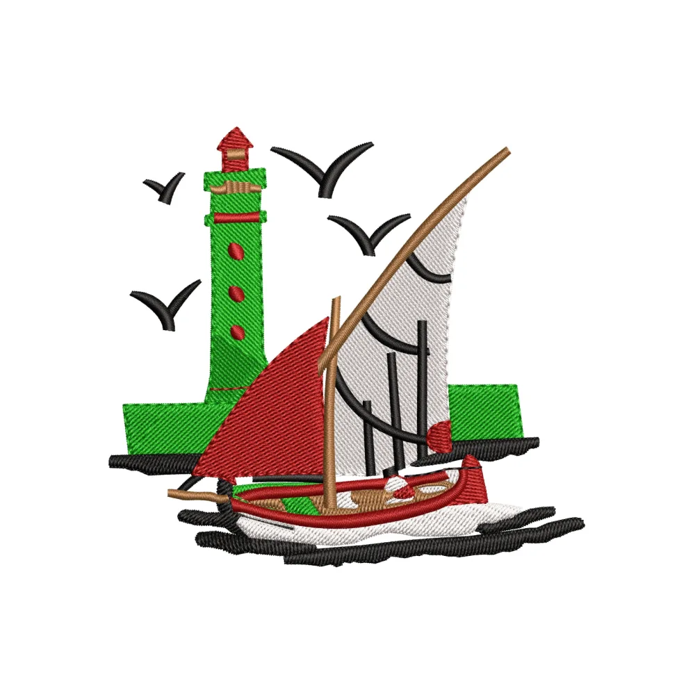 Ship Embroidery Design
