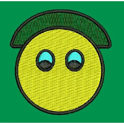 Emoticon Wearing a Hat Embroidery Design
