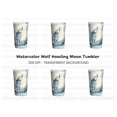 Wolf Howling at Moon Clipart Bundle