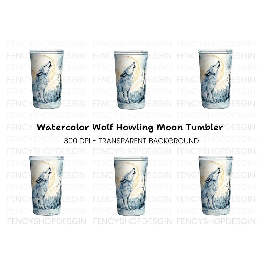 Wolf Howling at Moon Clipart Bundle