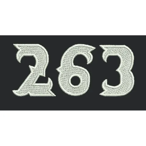 White Numbers Embroidery Design