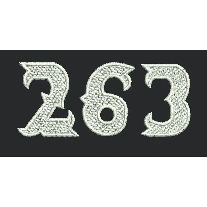 White Numbers Embroidery Design