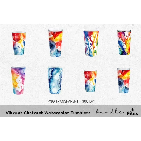 Vibrant Abstract Tumblers Clipart Bundle