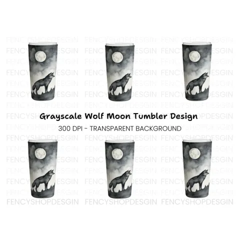 Moonlit Wolf Forest Tumbler Clipart Bundle