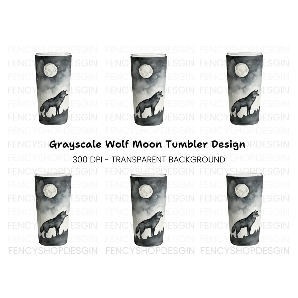 Moonlit Wolf Forest Tumbler Clipart Bundle