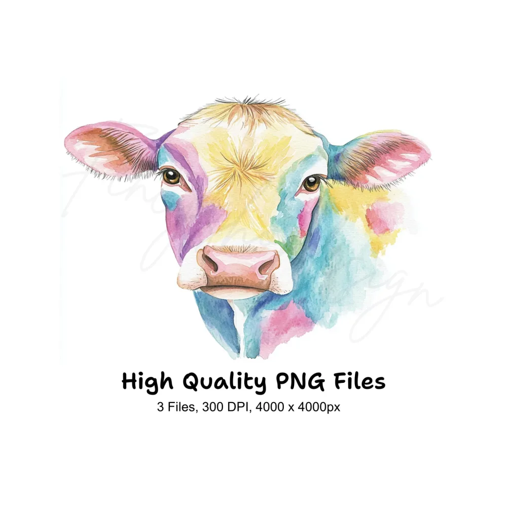 Colorful Cow Clipart Bundle