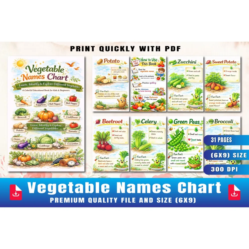Vegetable Names Chart Planner