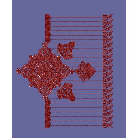 Geometric Coral Corner Striped Border Embroidery Design