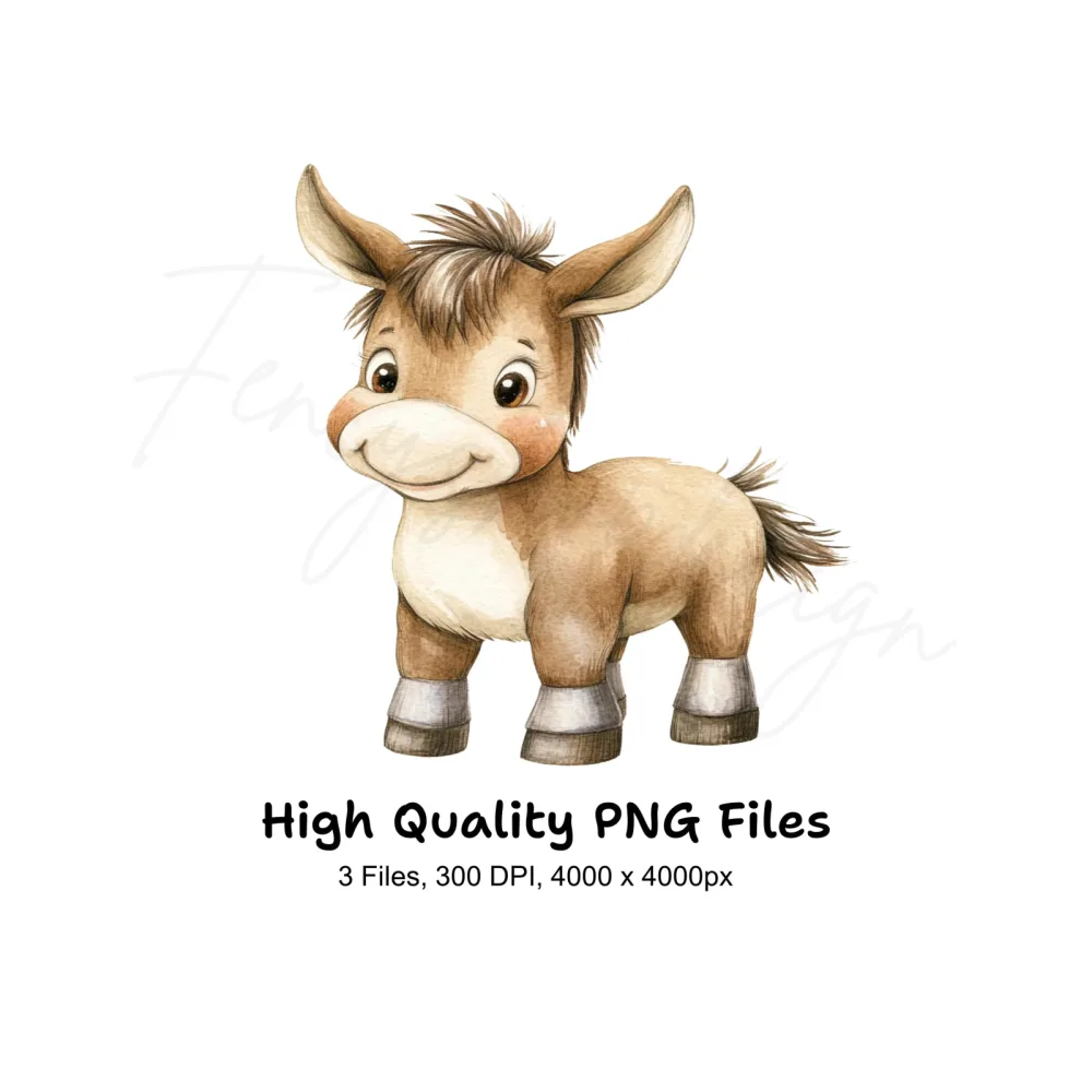 Cute Donkey Clipart Bundle