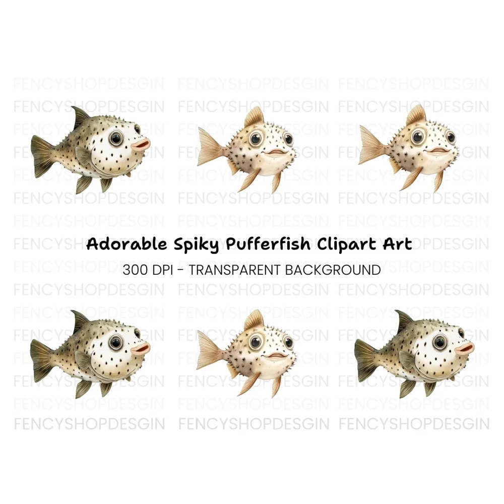 Cute Pufferfish Clipart Bundle