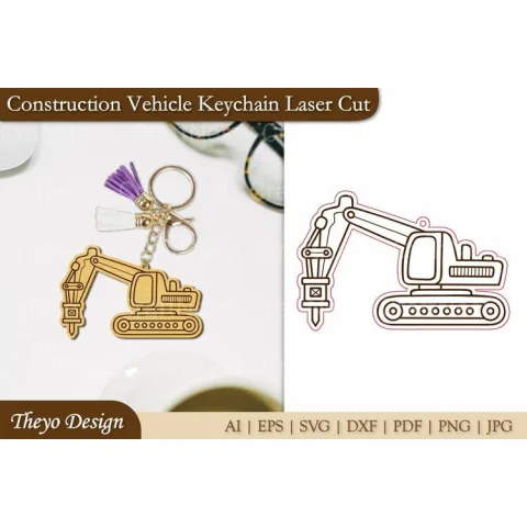 Construction Vehicle Keychain Laser Cut SVG