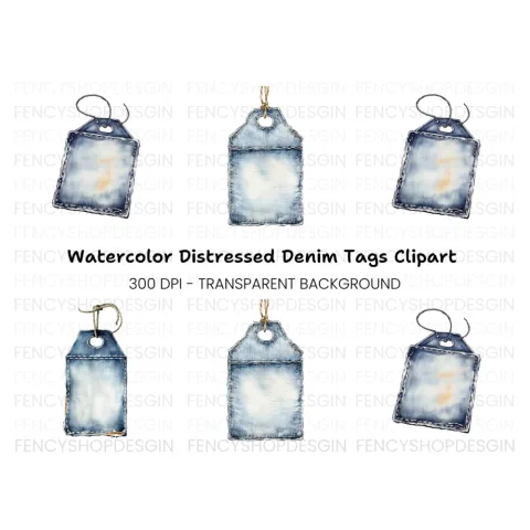 Denim Tags Clipart Bundle