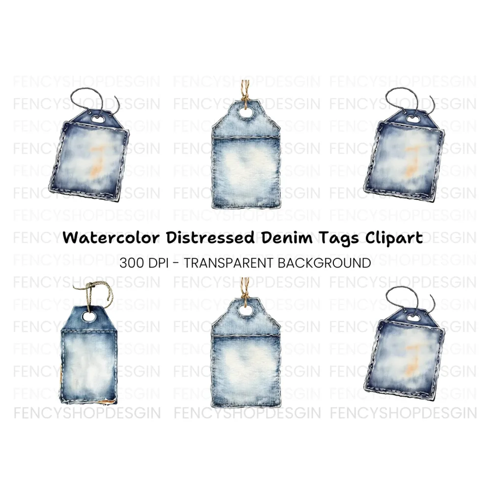 Denim Tags Clipart Bundle