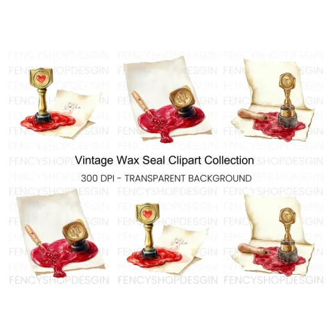 Vintage Wax Seal Clipart Bundle