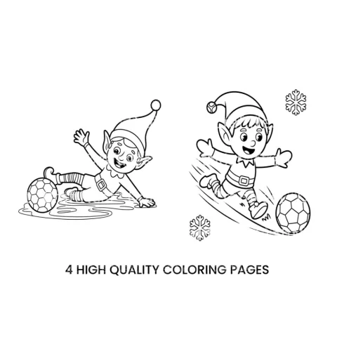 Elf Soccer Fun for Kids Coloring Books