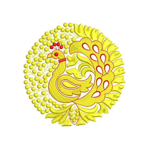Circle Peacock Embroidery Design